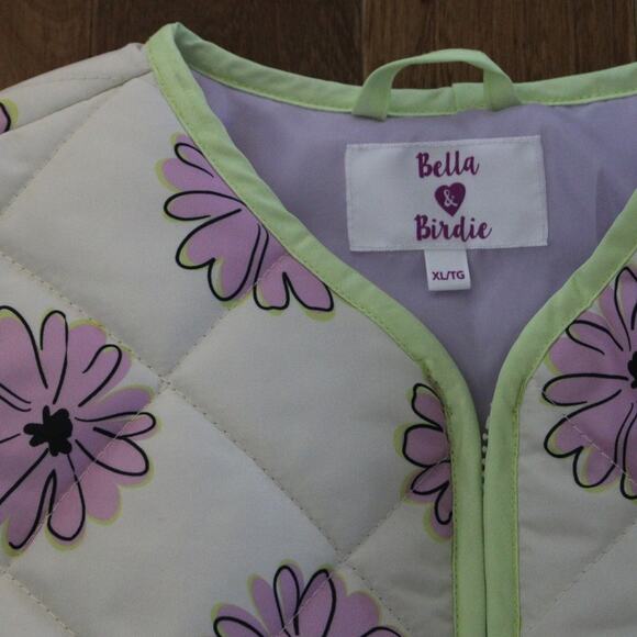 Bella and Birdie Quilted Daisy Print Purple Neon Barn Jacket Coat XL - Picture 3 of 8